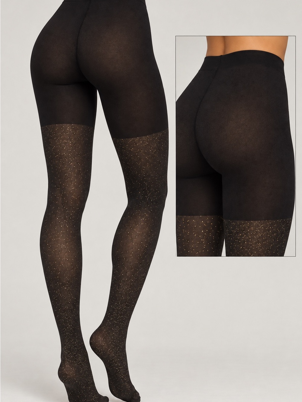 MANZI Gold Sparkle Metallic Tights/Size Small-Medium